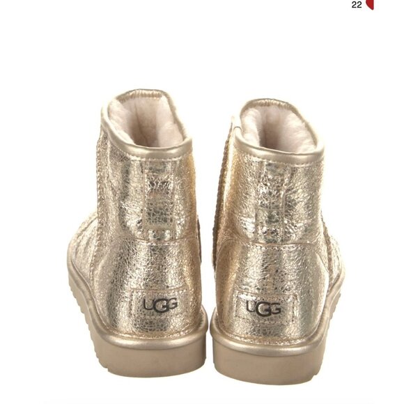 WOMENS GOLD LEATHER ANKLE BOOT 8 - Picture 4 of 5